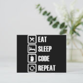 Invitation Carte Postale Eat Sleep Code Répétition Coding Programmer Ingéni (Debout devant)