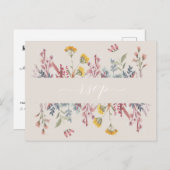 Invitation Carte Postale Eau Fleur sauvage poussiéreuse Choix de repas RSVP (Devant / Derrière)