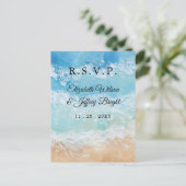 Invitation Carte Postale Eau Rustique Eté Mer Plage Mariage RSVP (Debout devant)