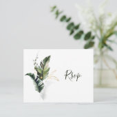 Invitation Carte Postale Eau tropicale Feuillage Vert Mariage RSVP (Debout devant)