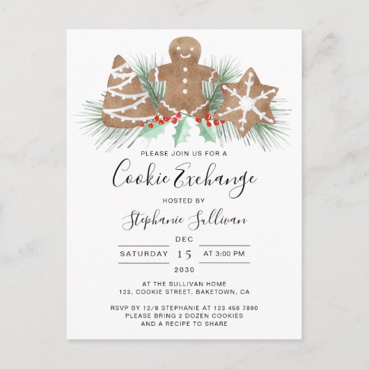 Invitation Carte Postale Échange de biscuits (Devant)