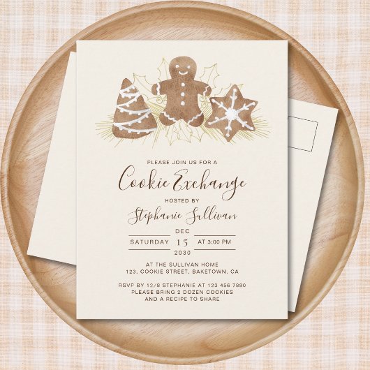 Invitation Carte Postale Échange de biscuits de Noël