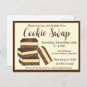 Invitation Carte Postale Échange de biscuits de Noël Canadian Nanaimo Bars (Devant / Derrière)