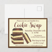 Invitation Carte Postale Échange de biscuits de Noël des bars Nanaimo canad (Devant / Derrière)