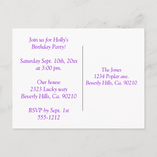 Invitation Carte Postale Écoute, écoute, c'est un parti royal. (Dos)