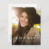 Invitation Carte Postale Écriture moderne graduation photo simple (Devant / Derrière)