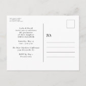 Invitation Carte Postale Écriture moderne graduation photo simple (Dos)