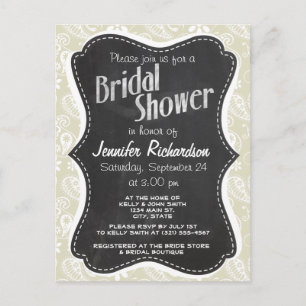 Invitation Carte Postale Ecru Paisley; Floral; tableau Vintage