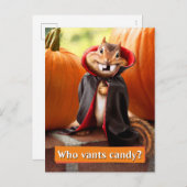 Invitation Carte Postale Écureuil Vampire (Devant / Derrière)