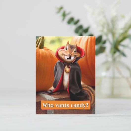 Invitation Carte Postale Écureuil Vampire (Debout devant)
