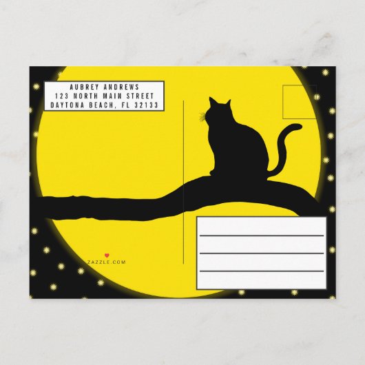 Invitation Carte Postale Éffrayant Black Cat Jack O'lantern Halloween Party (Dos)
