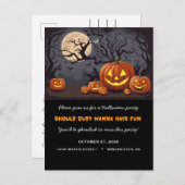 Invitation Carte Postale Éffrayant Jack O'lanterns Haunted Halloween Party  (Devant / Derrière)