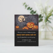 Invitation Carte Postale Éffrayant Jack O'lanterns Haunted Halloween Party  (Debout devant)