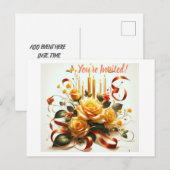 Invitation Carte Postale Élégance Florale : Célébration en Fleurs (Devant / Derrière)