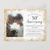 Invitation Carte Postale Élégant 50e anniversaire de Mariage Gold (Devant)
