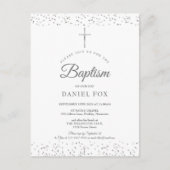 Invitation Carte Postale Élégant Argent Stardust Baptism Christening (Devant)