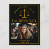 Invitation Carte Postale Elegant Black Law School Photo Graduation Party (Devant)