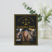 Invitation Carte Postale Elegant Black Law School Photo Graduation Party (Debout devant)