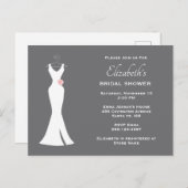 Invitation Carte Postale Elégant blanc sur gris - Élégant simple nuptiale (Devant / Derrière)