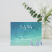Invitation Carte Postale Elégant bleu aquarelle Mariage d'hiver RSVP (Debout devant)