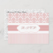Invitation Carte Postale Elégant Blush Damask Mariage moderne élégant (Devant / Derrière)