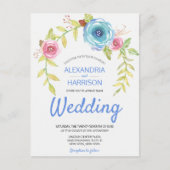 Invitation Carte Postale Elégant Boho Blue Rose Floral Arch Wedding Invitat (Devant)