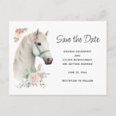 Invitation Carte Postale Élégant Boho Boho Cheval Blanc floral Enregistrer  (Devant)