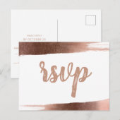 Invitation Carte Postale Elégant brossé Rose or simple moderne RSVP (Devant / Derrière)
