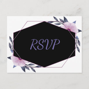 Invitation Carte Postale Elégant cadre géométrique violet floral rsvp