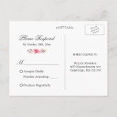 Invitation Carte Postale Elégant Chic Rose Floral Gold Frame Mariage RSVP (Dos)
