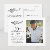 Invitation Carte Postale Elégant Classic Golf 100e anniversaire de fête Pho (Devant / Derrière)