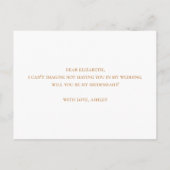 Invitation Carte Postale Elégant Clean Gold Calligraphy Bridesmaid Proposit (Dos)