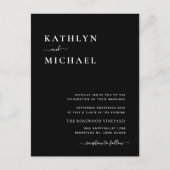 Invitation Carte Postale Élégant code QR noir tout en un Mariage moderne (Devant)