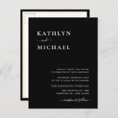 Invitation Carte Postale Élégant code QR noir tout en un Mariage moderne (Devant / Derrière)