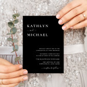 Invitation Carte Postale Élégant code QR noir tout en un Mariage moderne