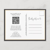 Invitation Carte Postale Élégant code QR noir tout en un Mariage moderne (Dos)