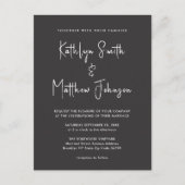 Invitation Carte Postale Élégant code QR noir tout en un Mariage moderne (Devant)