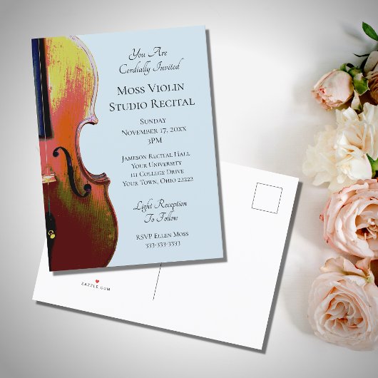 Invitation Carte Postale Élégant concert de violon musical