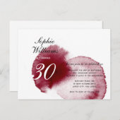 Invitation Carte Postale Élégant Déversement de vin rouge Moderne Automne 3 (Devant / Derrière)