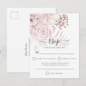 Invitation Carte Postale Elégant Dusty Rose Florals Mariage RSVP (Devant / Derrière)