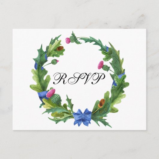 Invitation Carte Postale Élégant écossais Thistle Mariage choix de repas RS (Devant)