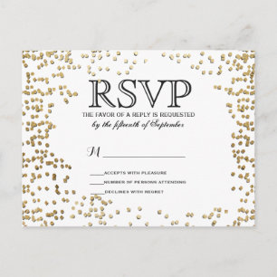 Invitation Carte Postale Elégant et simple Faux Gold Confetti