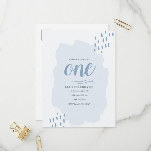 Invitation Carte Postale Élégant Et Simple Tout anniversaire de enfant D'Âg (Devant/Arrière en situation)