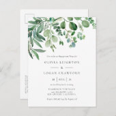 Invitation Carte Postale Elégant Eucalyptus fiançailles (Devant / Derrière)