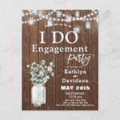 Invitation Carte Postale Elégant Eucalyptus Mason Jar I DO Engagement Party (Devant)