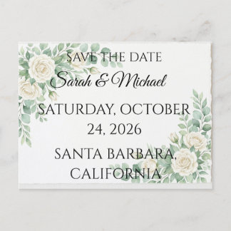 Invitation Carte Postale Elegant Eucalyptus Save the Date Postcard