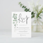 Invitation Carte Postale Elégant Eucalyptus Script Mariage RSVP (Debout devant)
