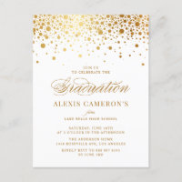 Élégant Faux Gold Foil Confetti Graduation