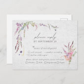 Invitation Carte Postale Élégant Fleur sauvage moderne Mariage repas RSVP (Devant / Derrière)