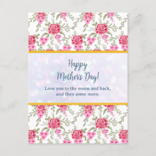 Invitation Carte Postale Élégant floral aquarelle pour une joyeuse fête des